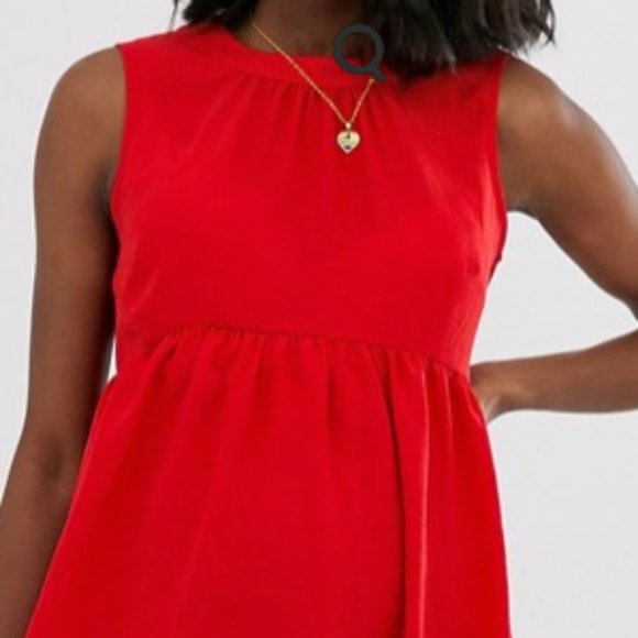 ASOS Maternity Red Smock Top in washed Linen - Picture 2 of 5